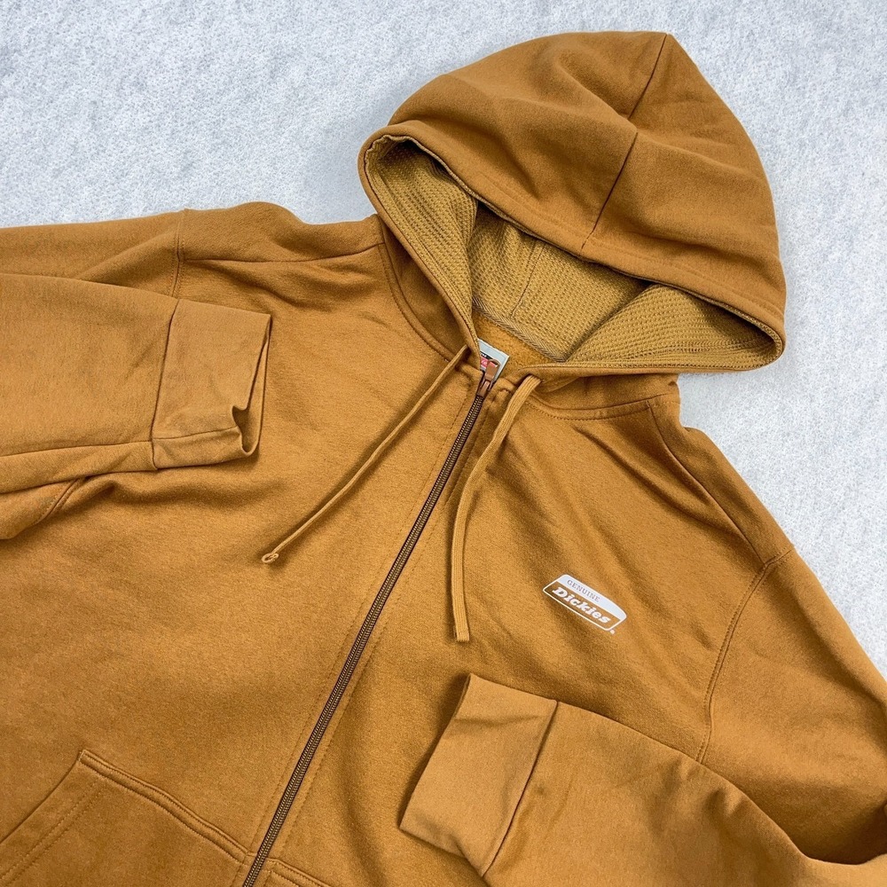Dickies Hoodie Men XL Brown Full Zip Work Wear Sweatshirt Jacket Adult - Picture 2 of 9